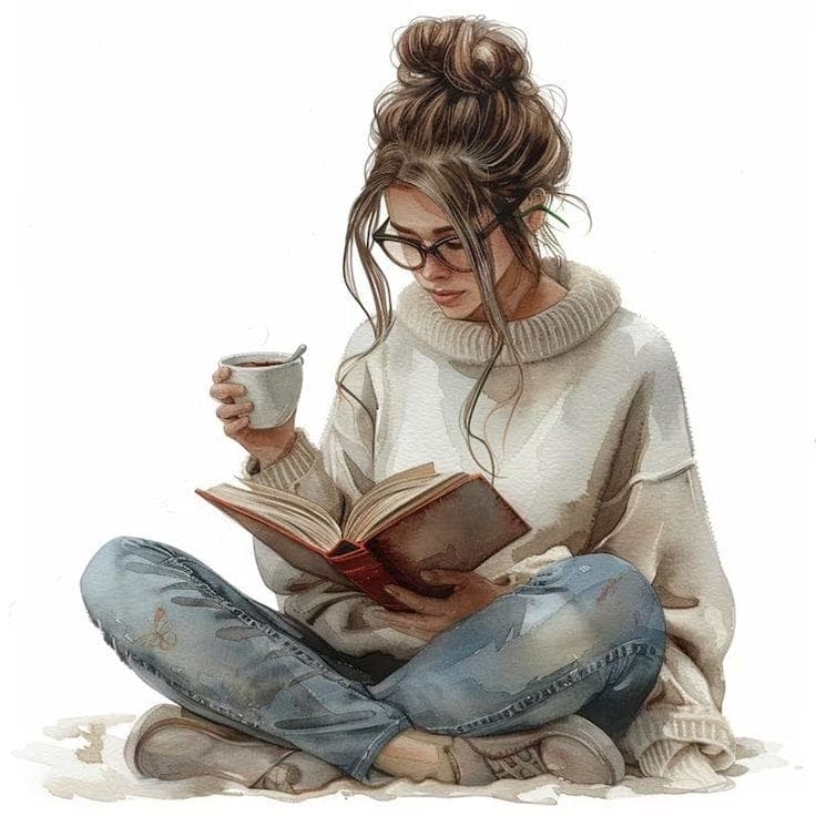 Person reading a book in a cozy setting